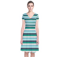 Stripey 14 Short Sleeve Front Wrap Dress by anthromahe