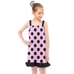 Polka Dots - Black On Blush Pink Kids  Overall Dress by FashionBoulevard