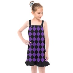 Block Fiesta Black And Imperial Purple Kids  Overall Dress by FashionBoulevard