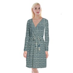 Pattern1 Long Sleeve Velvet Front Wrap Dress by Sobalvarro