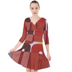 Sophie Taeuber Arp, Composition À Motifs D arceaux Ou Composition Horizontale Verticale Quarter Sleeve Front Wrap Dress by Sobalvarro