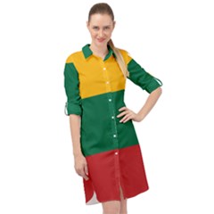Lithuania Flag Long Sleeve Mini Shirt Dress by FlagGallery