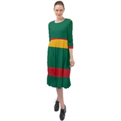 Lithuania Flag Ruffle End Midi Chiffon Dress by FlagGallery