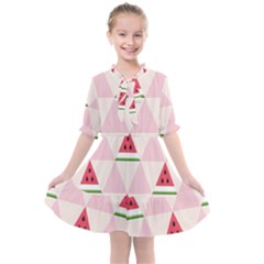Seamless Pattern Watermelon Slices Geometric Style Kids  All Frills Chiffon Dress by Nexatart