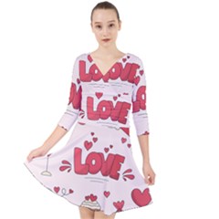Hand Drawn Valentines Day Element Collection Quarter Sleeve Front Wrap Dress by Vaneshart