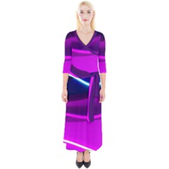 Neon Wonder  Quarter Sleeve Wrap Maxi Dress by essentialimage