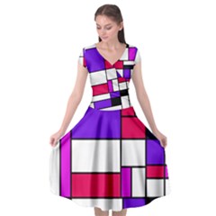 Bauhouse Mondrian Style- Purple Pink Cap Sleeve Wrap Front Dress by lucia