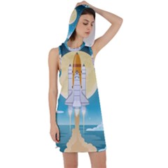 Space Exploration Illustration Racer Back Hoodie Dress by Vaneshart
