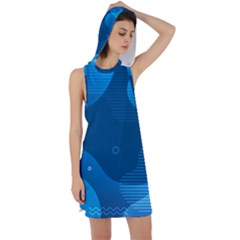Abstract Classic Blue Background Racer Back Hoodie Dress by Vaneshart