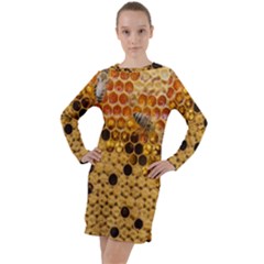 Top View Honeycomb Long Sleeve Hoodie Dress by Vaneshart