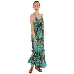 Blue Florals As A Ornate Contemplative Collage Cami Maxi Ruffle Chiffon Dress by pepitasart