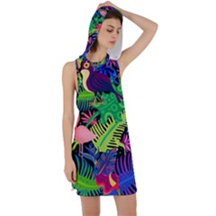 Tropical-exotic-colors-seamless-pattern Racer Back Hoodie Dress by Vaneshart