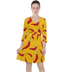 Chili Vegetable Pattern Background Ruffle Dress by BangZart
