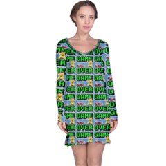 Game Over Karate And Gaming - Pixel Martial Arts Long Sleeve Nightdress by DinzDas