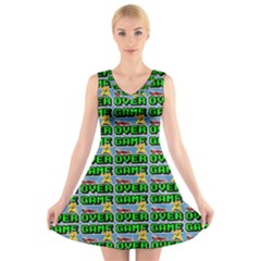 Game Over Karate And Gaming - Pixel Martial Arts V-neck Sleeveless Dress by DinzDas