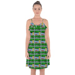 Game Over Karate And Gaming - Pixel Martial Arts Ruffle Detail Chiffon Dress by DinzDas