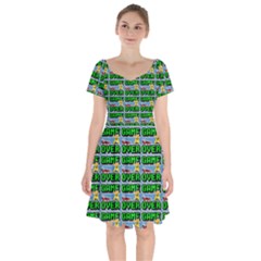 Game Over Karate And Gaming - Pixel Martial Arts Short Sleeve Bardot Dress by DinzDas
