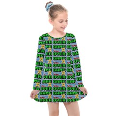 Game Over Karate And Gaming - Pixel Martial Arts Kids  Long Sleeve Dress by DinzDas