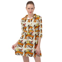 Love And Flowers And Peace Fo All Hippies Mini Skater Shirt Dress by DinzDas