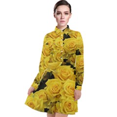Yellow Roses Long Sleeve Chiffon Shirt Dress by Sparkle
