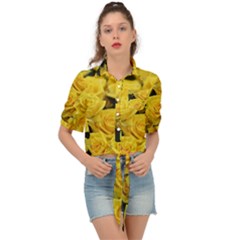 Yellow Roses Tie Front Shirt  by Sparkle