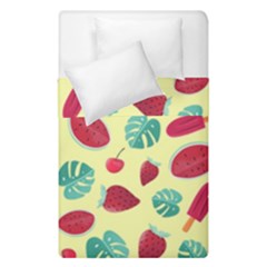 Watermelons, Fruits And Ice Cream, Pastel Colors, At Yellow Duvet Cover Double Side (single Size) by Casemiro