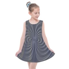 Abstract Metallic Spirals, Silver Color, Dark Grey, Graphite Colour Kids  Summer Dress by Casemiro