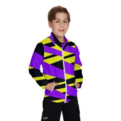 Abstract Triangles, Three Color Dotted Pattern, Purple, Yellow, Black In Saturated Colors Kids  Windbreaker by Casemiro