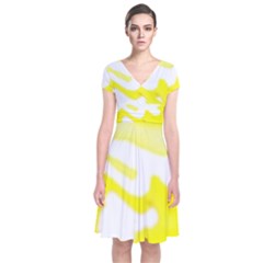 Golden Yellow Rose Short Sleeve Front Wrap Dress by Janetaudreywilson