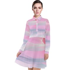 Pink Fractal Long Sleeve Chiffon Shirt Dress by Sparkle
