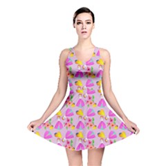 Girl With Hood Cape Heart Lemon Pattern Lilac Reversible Skater Dress by snowwhitegirl