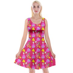 Girl With Hood Cape Heart Lemon Pattern Pink Reversible Velvet Sleeveless Dress by snowwhitegirl