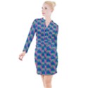 Geo Puzzle Button Long Sleeve Dress View1