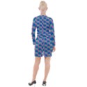 Geo Puzzle Button Long Sleeve Dress View2