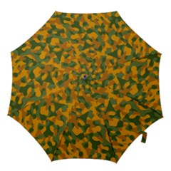 Green And Orange Camouflage Pattern Hook Handle Umbrellas (large) by SpinnyChairDesigns