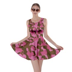 Pink And Brown Camouflage Skater Dress by SpinnyChairDesigns