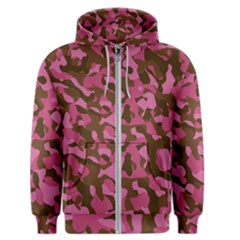 Pink And Brown Camouflage Men s Zipper Hoodie by SpinnyChairDesigns