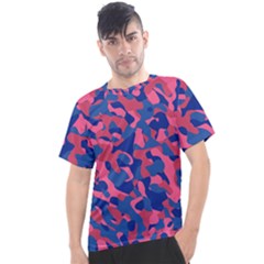 Blue And Pink Camouflage Pattern Men s Sport Top by SpinnyChairDesigns