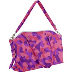 Pink And Purple Camouflage Canvas Crossbody Bag by SpinnyChairDesigns