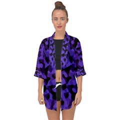 Purple Black Camouflage Pattern Open Front Chiffon Kimono by SpinnyChairDesigns