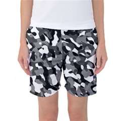 Black And White Camouflage Pattern Women s Basketball Shorts by SpinnyChairDesigns