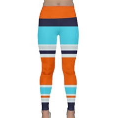 Tri Color Stripes Lightweight Velour Classic Yoga Leggings by tmsartbazaar