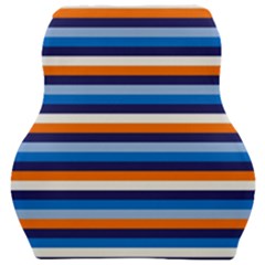 Ocean Blue Stripes Car Seat Velour Cushion  by tmsartbazaar