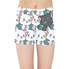 Seamless-cute-cat-pattern-vector Kids  Sports Shorts by Sobalvarro