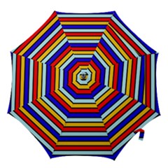 Red And Blue Contrast Yellow Stripes Hook Handle Umbrellas (medium) by tmsartbazaar