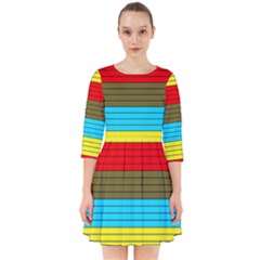 Multicolor With Black Lines Smock Dress by tmsartbazaar