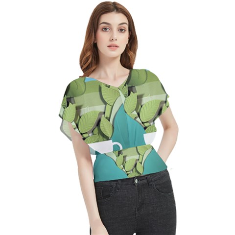 Illustrations Drink Butterfly Chiffon Blouse by HermanTelo