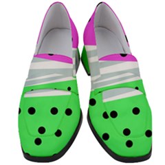 Dots And Lines, Mixed Shapes Pattern, Colorful Abstract Design Women s Chunky Heel Loafers by Casemiro