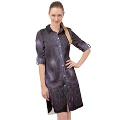 Fractal Flowers Long Sleeve Mini Shirt Dress by Sparkle