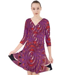 Chakra Flower Quarter Sleeve Front Wrap Dress by Sparkle